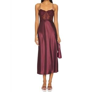 Cami NYC Maureen Lace-Inset Midi-Dress Cranberry size 4 $495